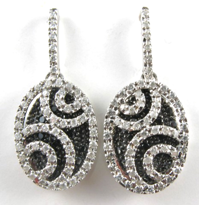 Appraisal: PAIR OF BLACK DIAMOND EARRINGS each k white gold with