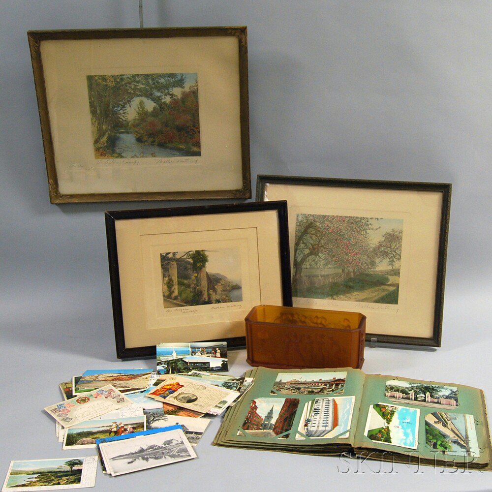 Appraisal: Group of Miscellaneous Decorative Items three hand-colored Wallace Nutting prints