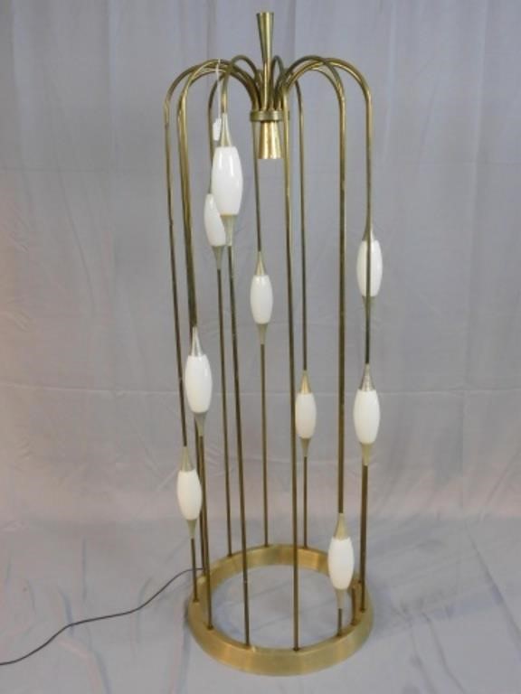 Appraisal: LIGHTOLIER POLISHED BRASS CAGE FORM FLOOR LAMP ca s Brushed