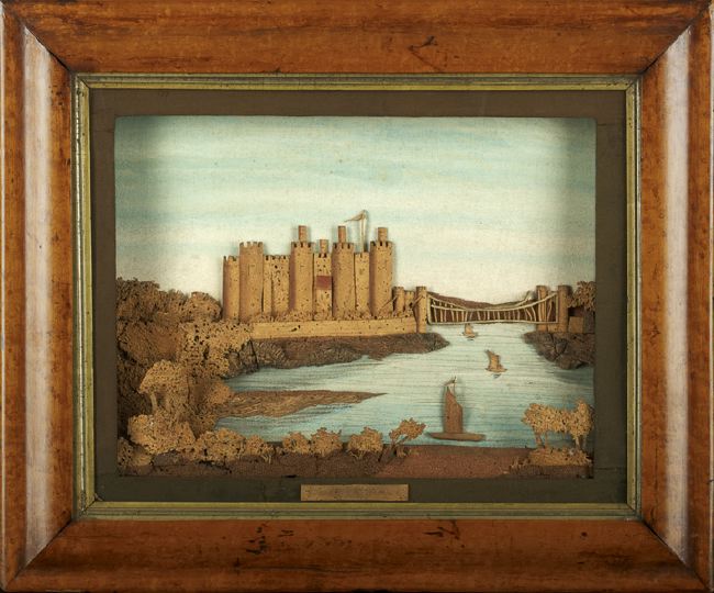 Appraisal: A Victorian Picture of Conway Castle composed of carved cork