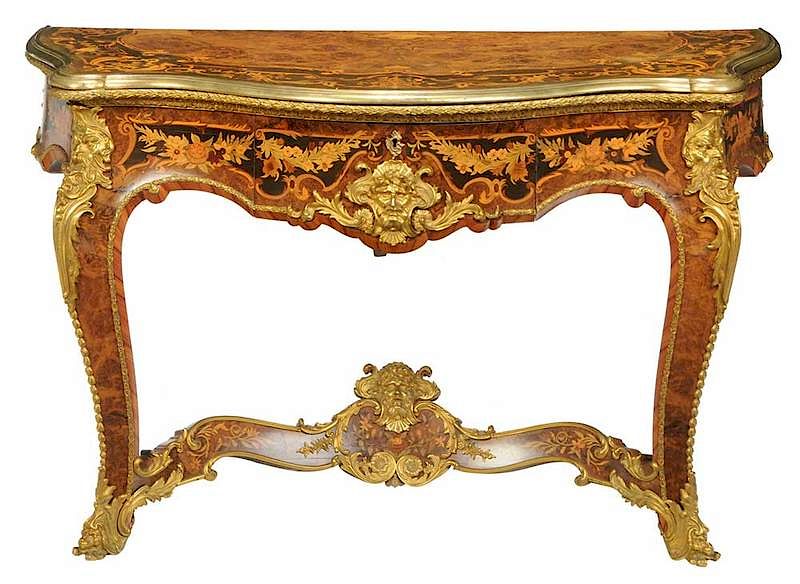 Appraisal: Louis XV Style Marquetry Bronze-Mounted Console French late th early