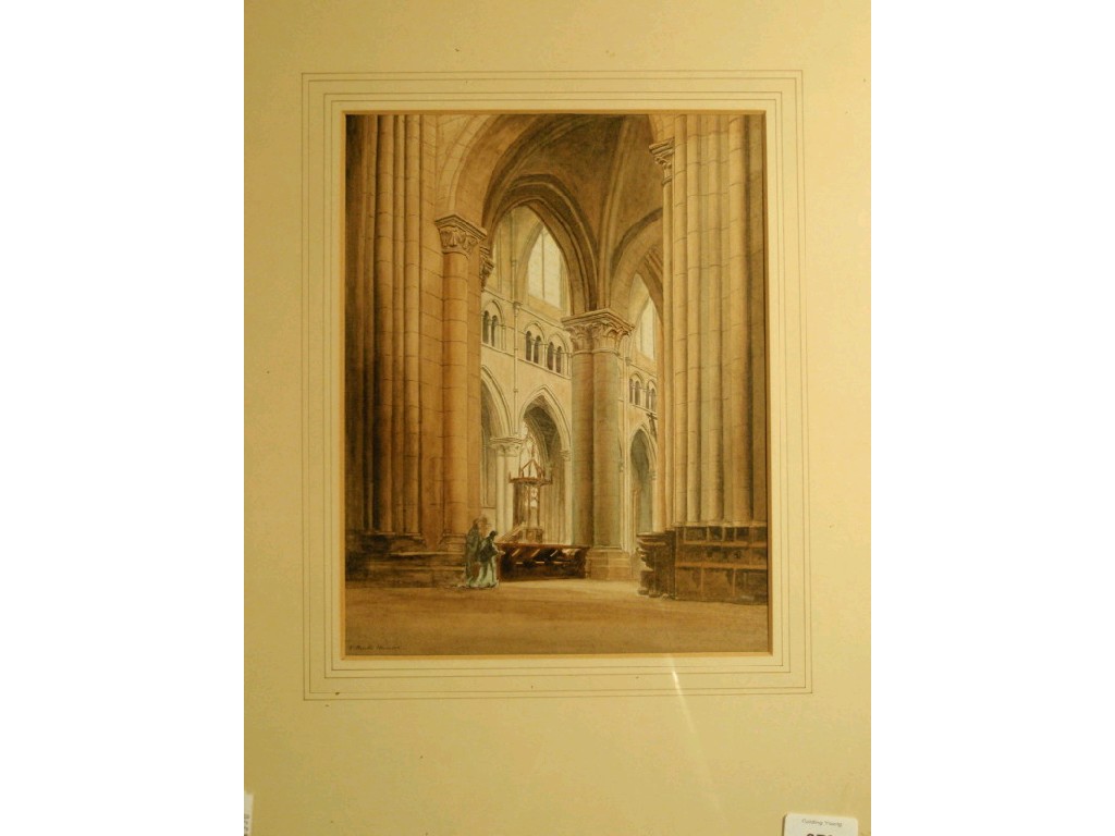 Appraisal: R Neville Hadcock Cathedral interior watercolour signed cm x cm