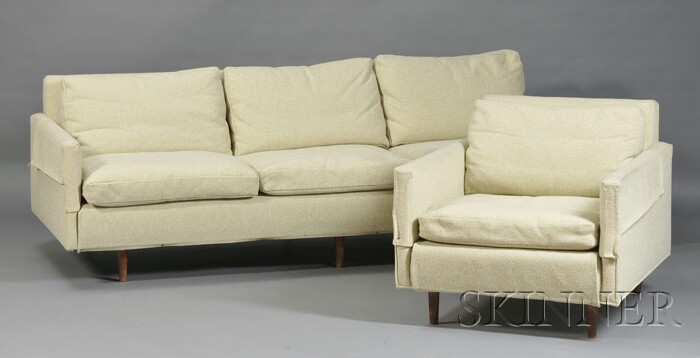 Appraisal: Ben Thompson Griggs Custom Sofa and Chair Upholstery and teak