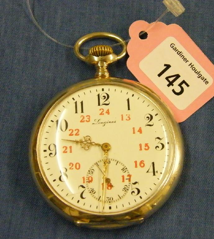 Appraisal: Longines white metal lever pocket watch movement no the dial