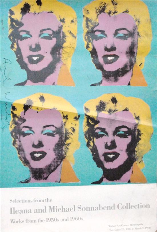 Appraisal: SIGNED ANDY WARHOL FOUR MARILYNS POSTER Walker Art Center exhibition