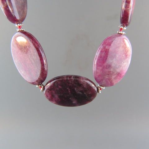 Appraisal: Ruby Necklace oval gems each approx carats sterling silver spacers