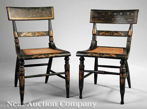 Appraisal: A Pair of American Paint-Decorated Fancy Chairs c Baltimore the