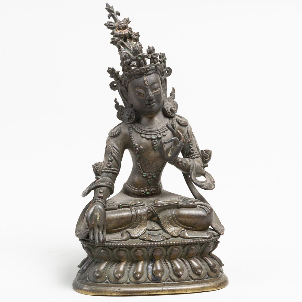 Appraisal: Sino-Tibetan Bronze Figure of Tara Seated in dhyanasana on a