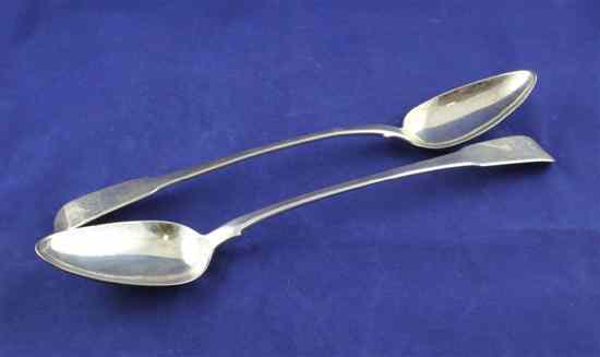 Appraisal: A pair of George III silver fiddle pattern basting spoons