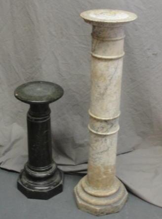 Appraisal: Two Marble Pedestals One larger white pedestal with smaller green