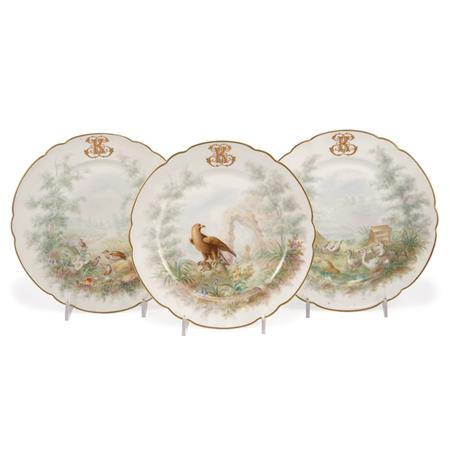 Appraisal: Set of Twelve French Gilt and Hand Painted Porcelain Ornithological