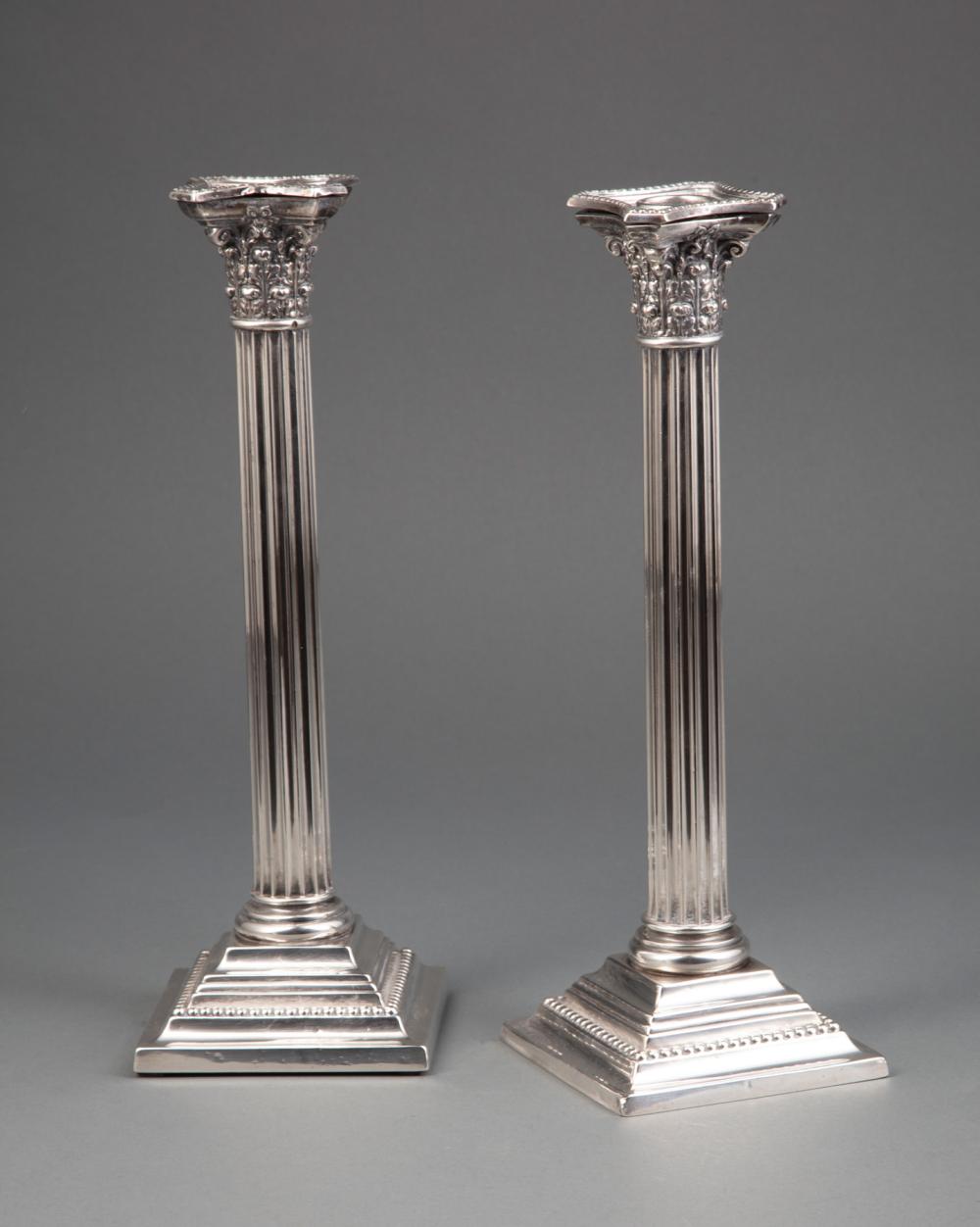 Appraisal: GORHAM STERLING SILVER COLUMN CANDLESTICKSPair of Gorham Sterling Silver Corinthian