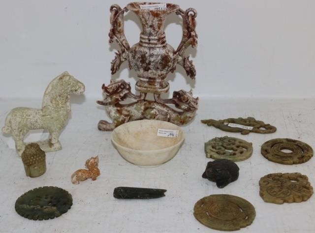 Appraisal: LOT OF TWELVE JADE AND CARVED HARDSTONE ITEMS TH CENTURY