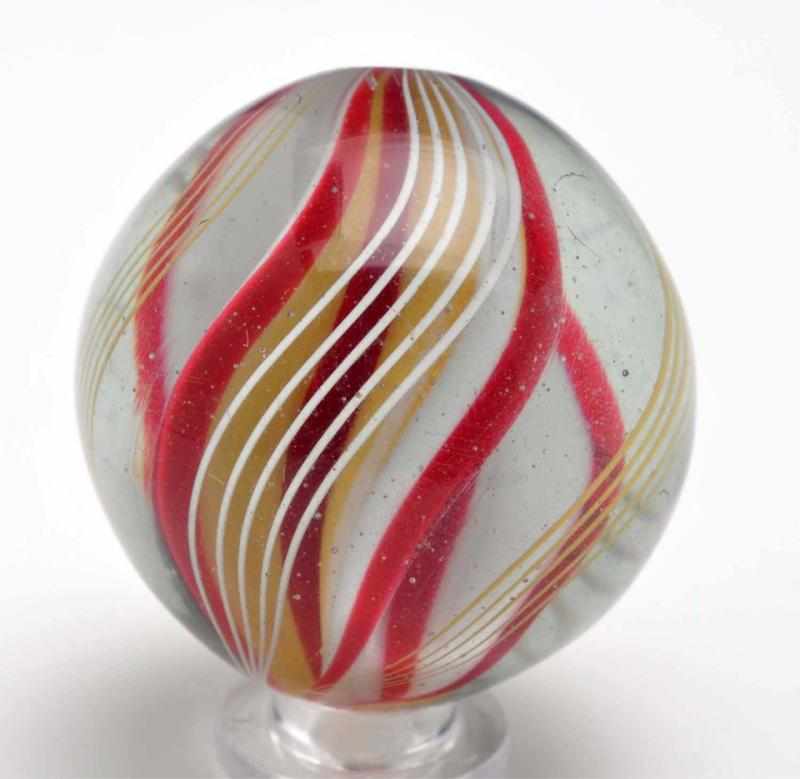 Appraisal: Bicolor Ridge Core Swirl Marble Description Core base is half