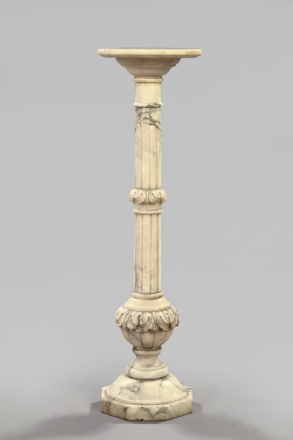 Appraisal: Italian Carved Veined Carrara Marble and Alabaster Pedestal in the