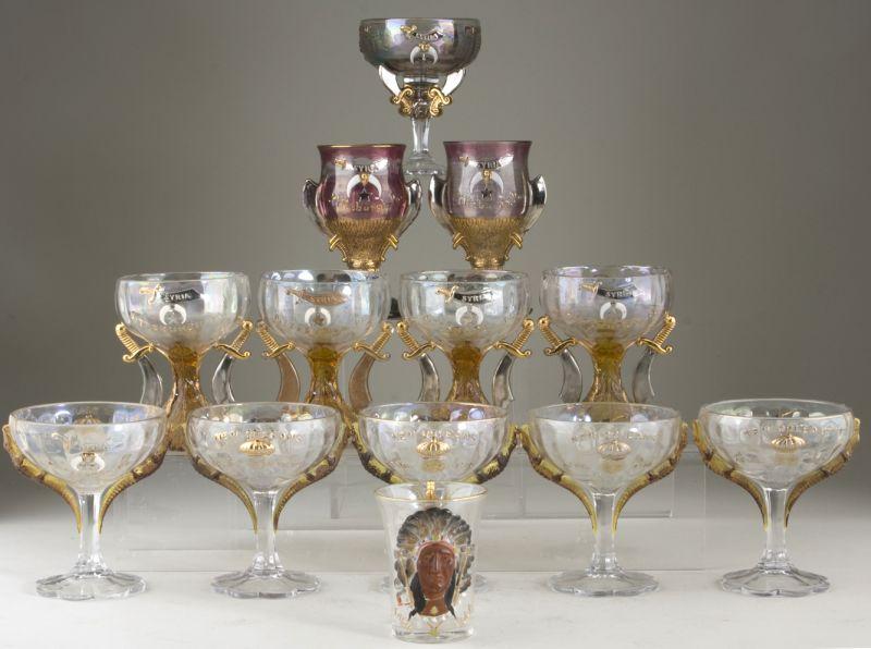 Appraisal: Group of Antique Shriners Glasses champagnes from New Orleans dated