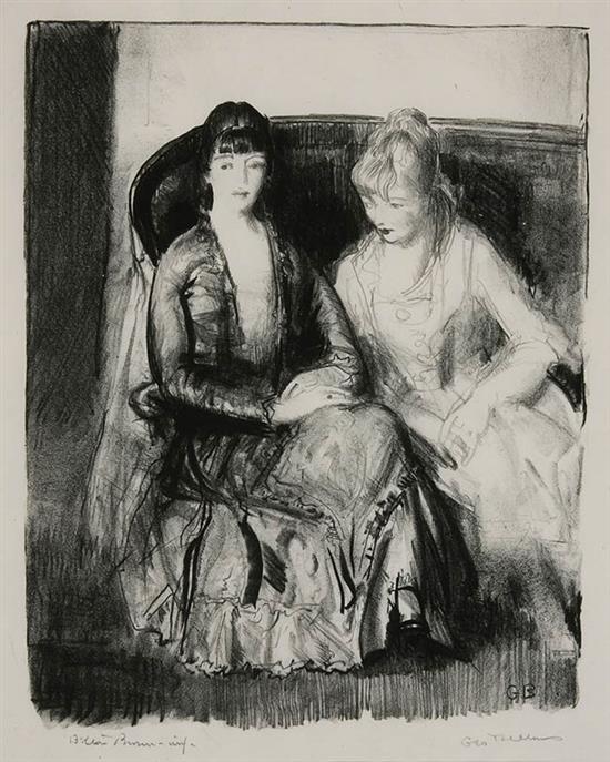 Appraisal: George Bellows American - Emma and Marjorie on Sofa Mason