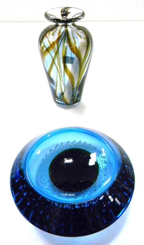 Appraisal: Two pieces Contemporary blown glass the first a vase with