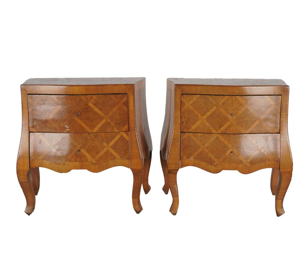 Appraisal: PAIR OF ITALIAN PARQUETRY PETITE COMMODESeach with paper label Made