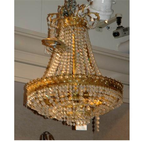 Appraisal: Louis XVI Style Gilt-Metal and Beaded Glass Six-Light Chandelier Estimate