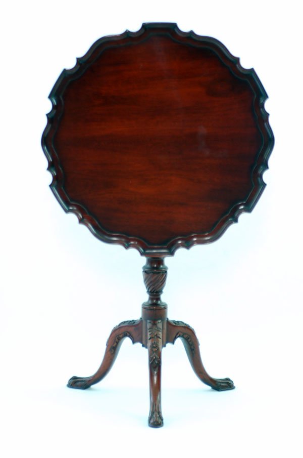 Appraisal: Tilt top tea table fluted center column with spiral turning