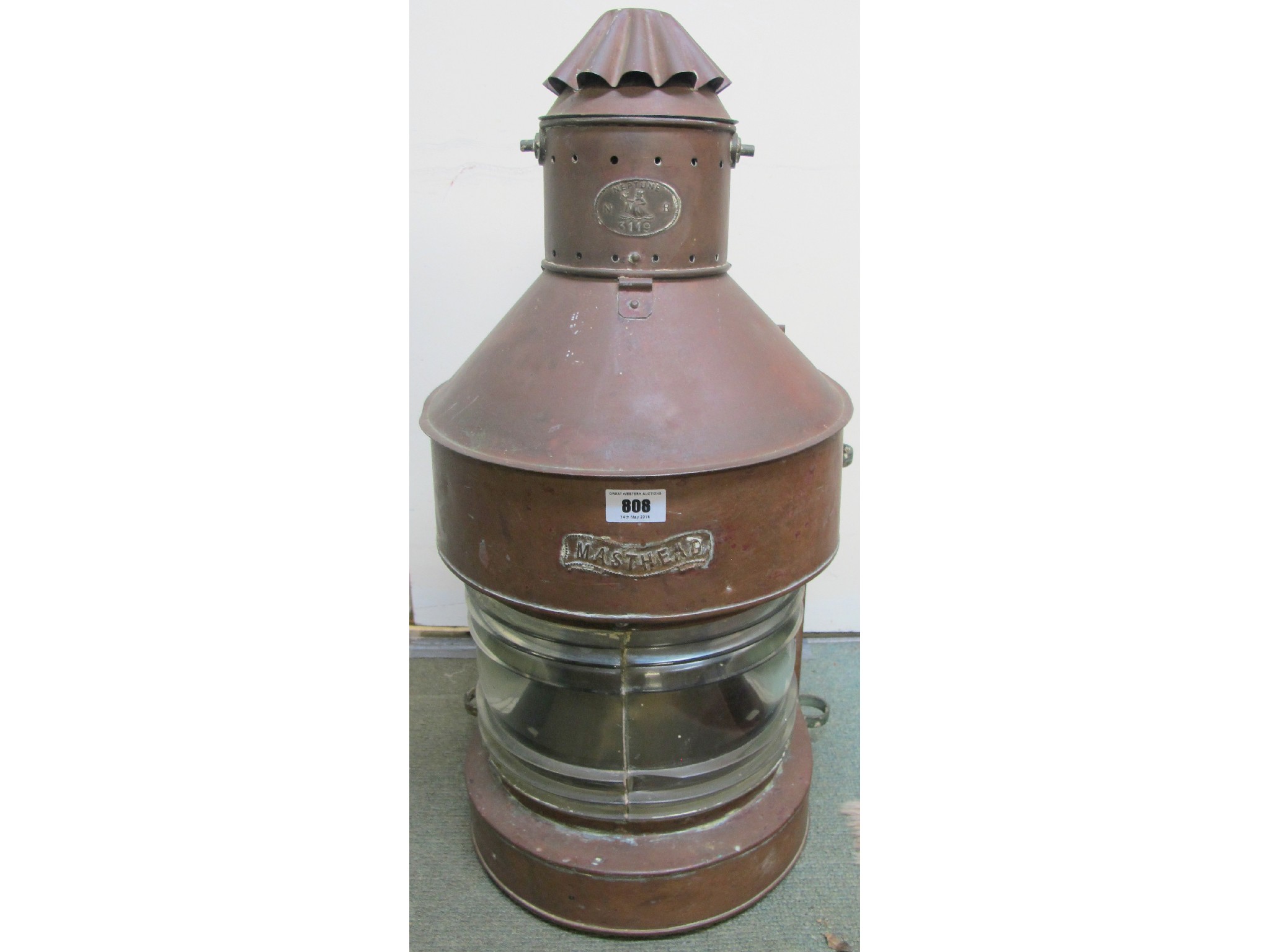 Appraisal: A masted Neptune N R copper ship's lantern