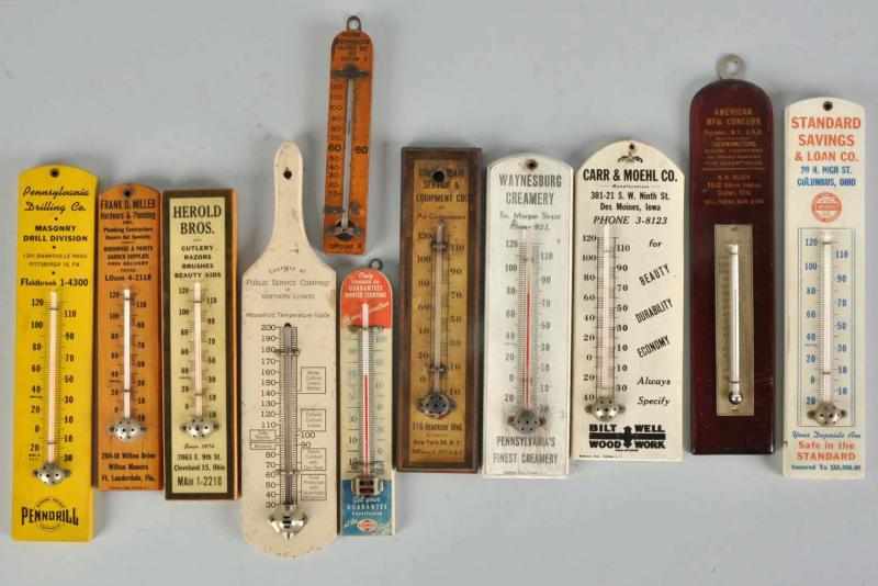 Appraisal: Lot of Wooden Advertising Thermometers Condition Very Good - Excellent