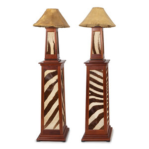 Appraisal: A Pair of Arts Crafts Cherry and Zebra Lamps on