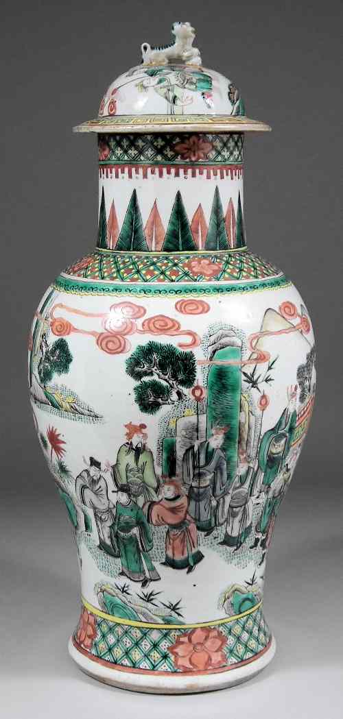 Appraisal: A Chinese porcelain ''Famille Verte'' baluster shaped vase and cover