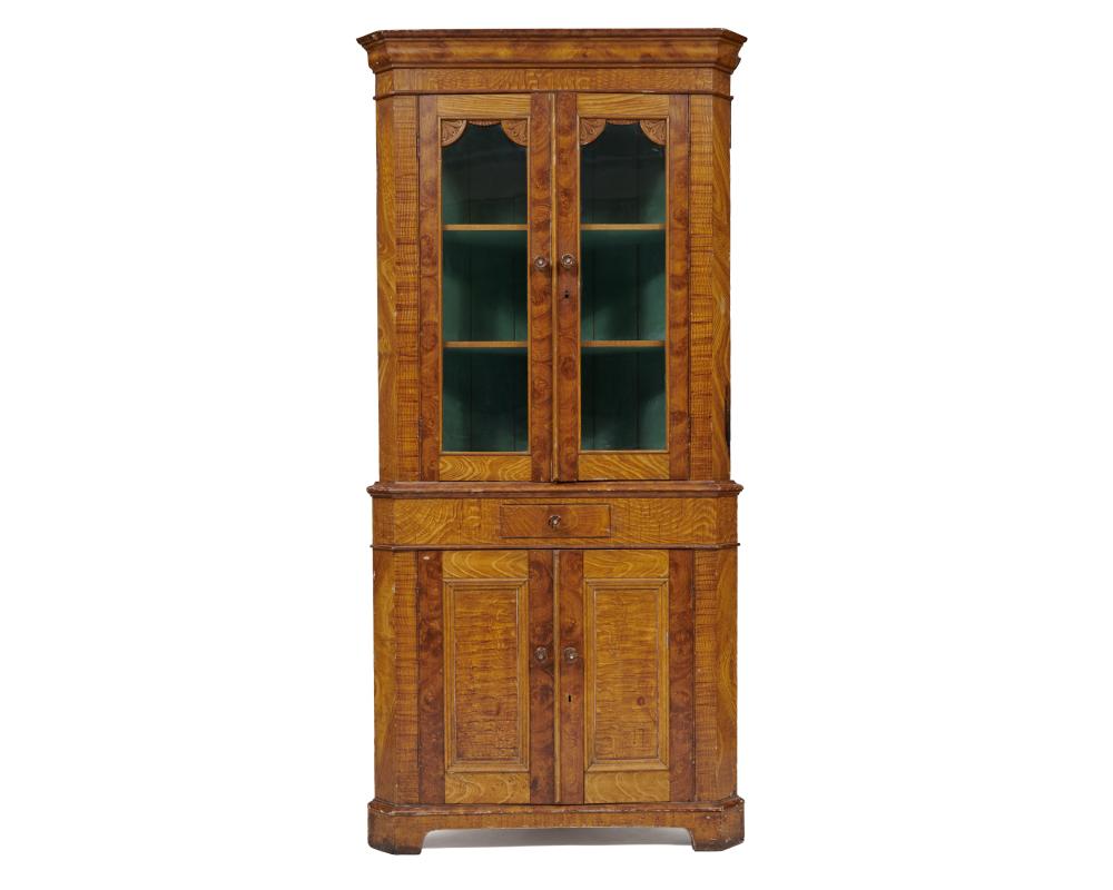 Appraisal: American Grain Painted Corner Cabinet th century height in width