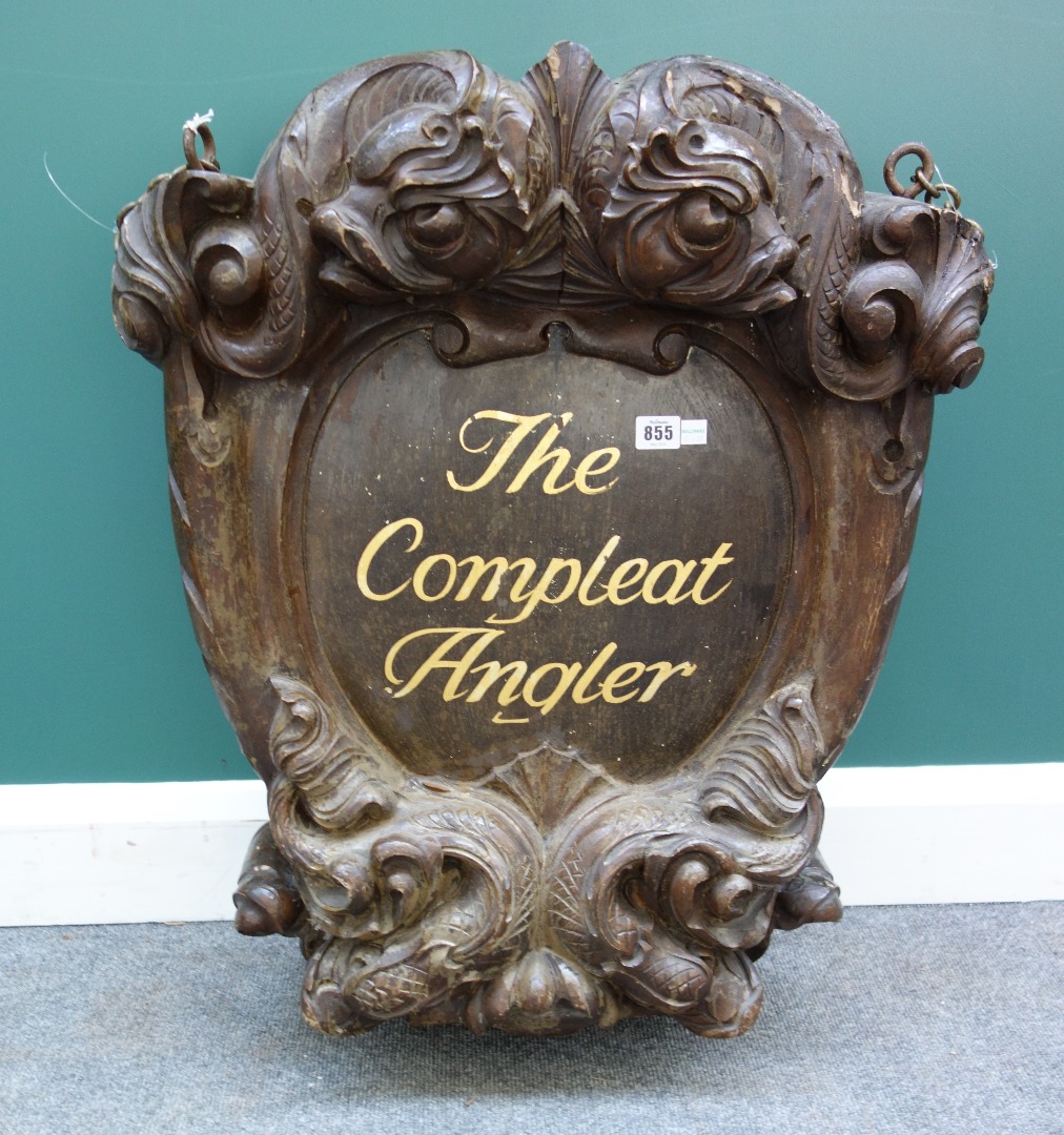 Appraisal: A faux oak shop sign 'The Complete Angler' th century