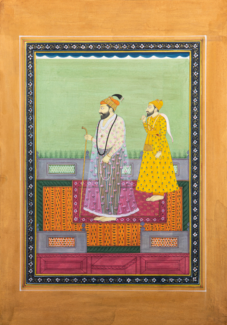 Appraisal: Sikh School Miniature painting of a Prince and his consort