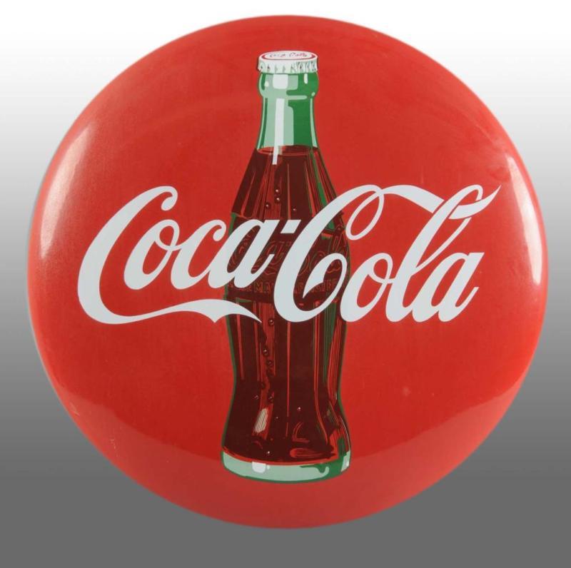 Appraisal: Porcelain Coca-Cola Button with Bottle Description s Includes original bracket