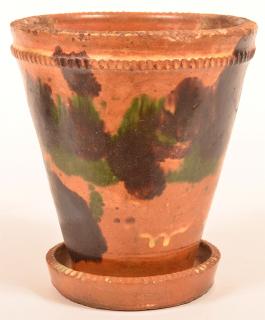 Appraisal: Shenandoah Valley Redware Pottery Planter Shenandoah Valley Polychrome Mottled Glaze