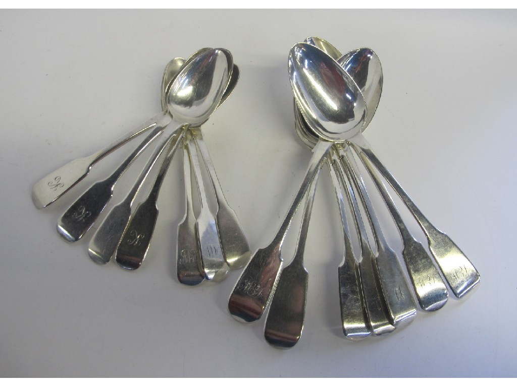 Appraisal: Lot comprising seven silver table spoons and seven silver dessert