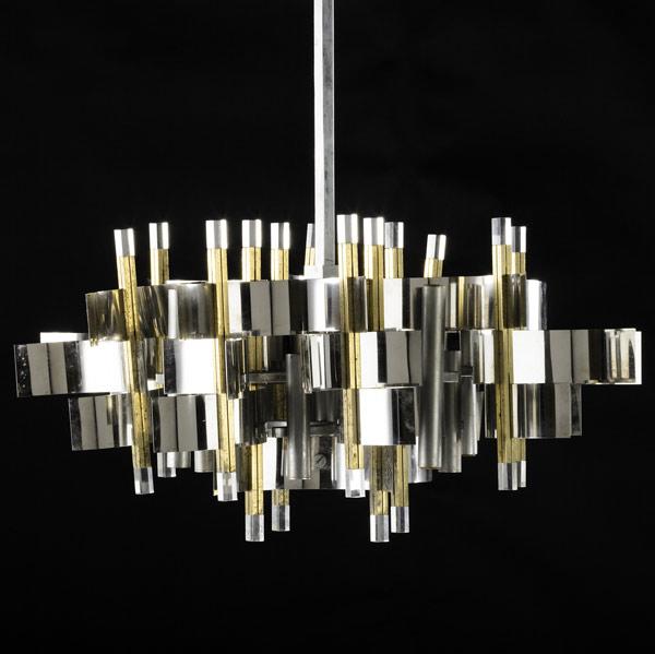 Appraisal: SCIOLARI Chrome brass and lucite lamp with eight sockets Sciolari