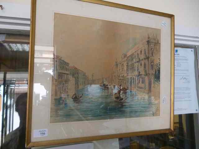 Appraisal: A WATERCOLOUR OF VENICE indistinctly signed x