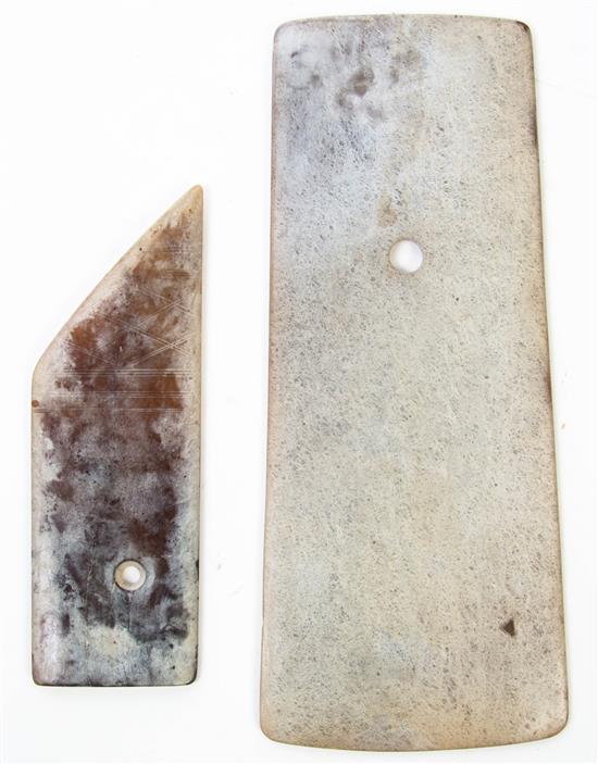 Appraisal: Sale Lot Two Jade Axes each of a mottled grey