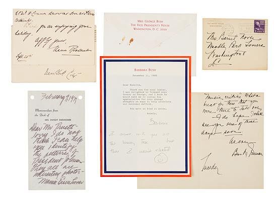 Appraisal: FIRST LADIES A group of manuscripts by American First Ladies