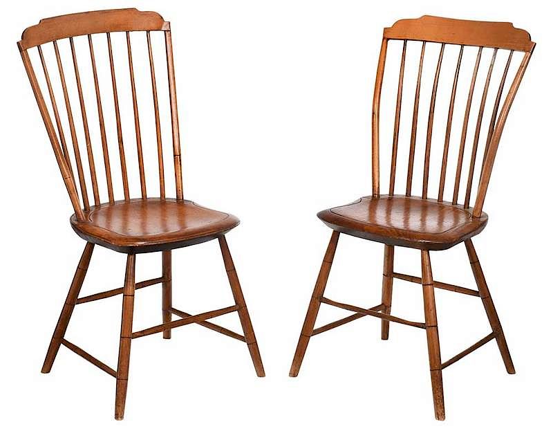 Appraisal: Pair American Windsor Side Chairs th century pair faux bamboo