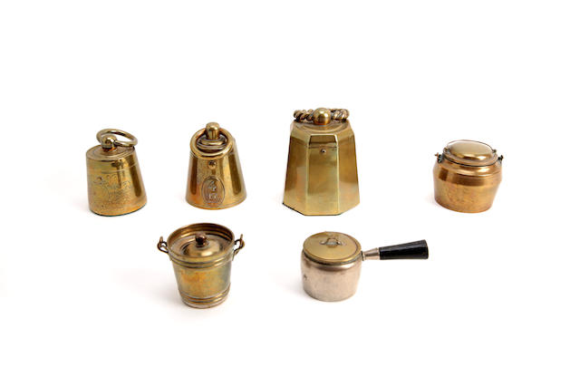 Appraisal: A novelty brass inkwell modelled as a lb weight Of