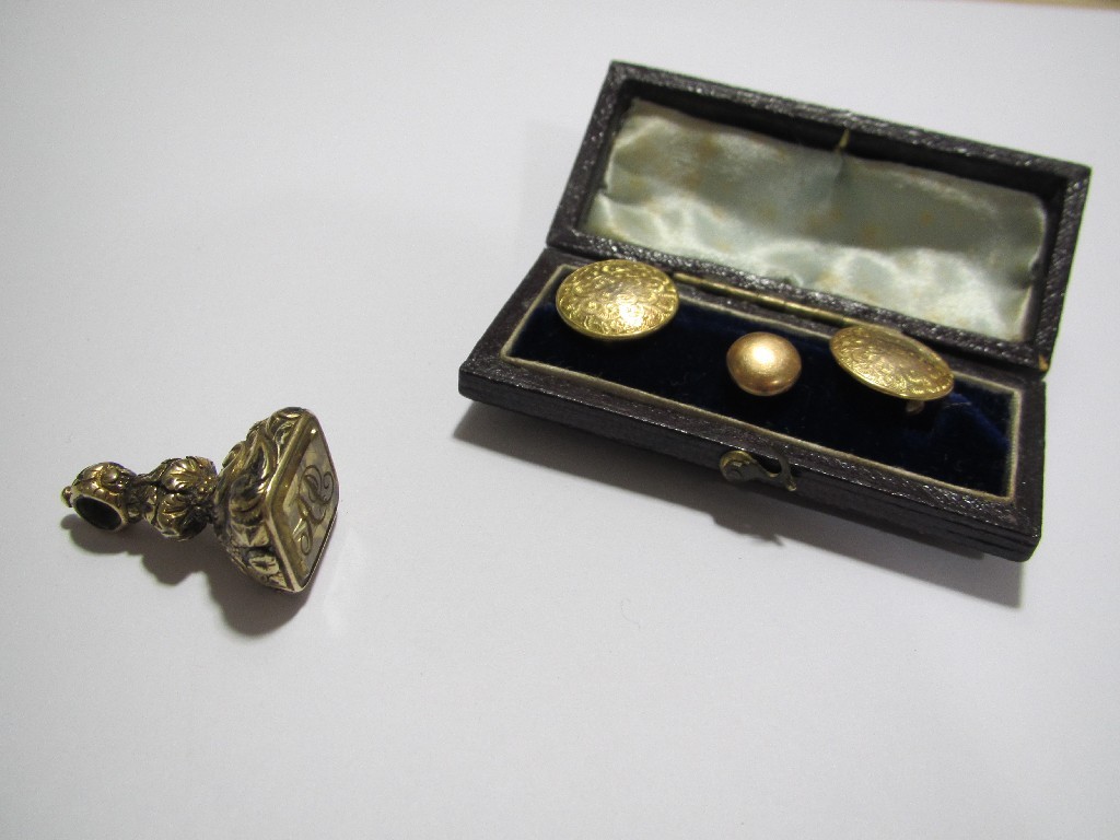 Appraisal: Victorian pinchbeck fob the base with initialled citrine and three