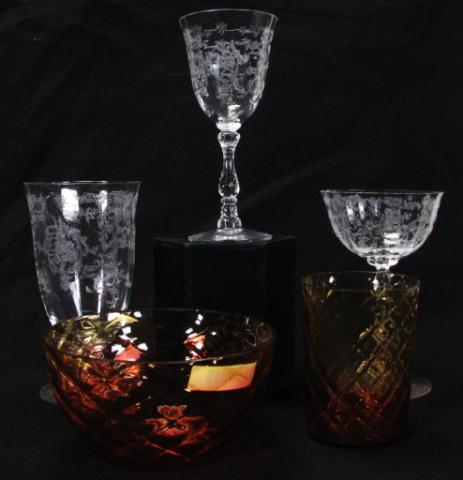 Appraisal: Group of Vintage Glass including '' amberina bowl amberina tumbler