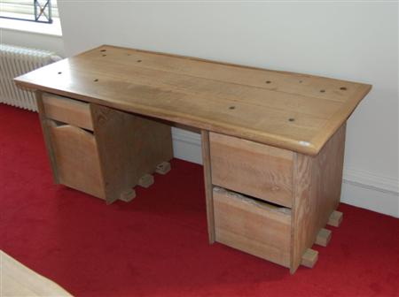 Appraisal: OAK TWIN PEDESTAL DESK DESIGNED BY CHRISTOPHER NEVILE AND MADE