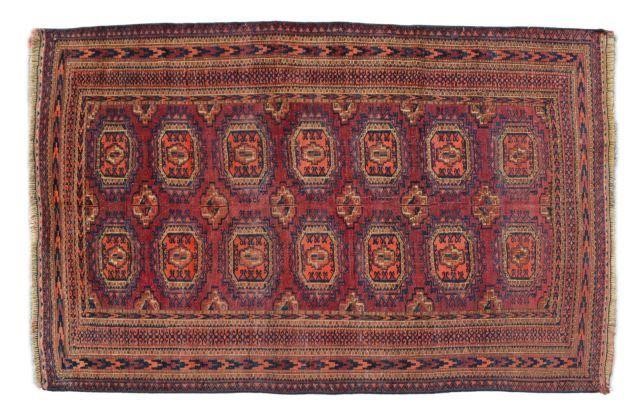 Appraisal: Hand-tied Persian Turkoman rug approx ' l ' w