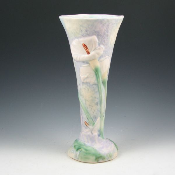 Appraisal: Weller Silvertone trumpet-form vase with Calla Lilies finished in pastel