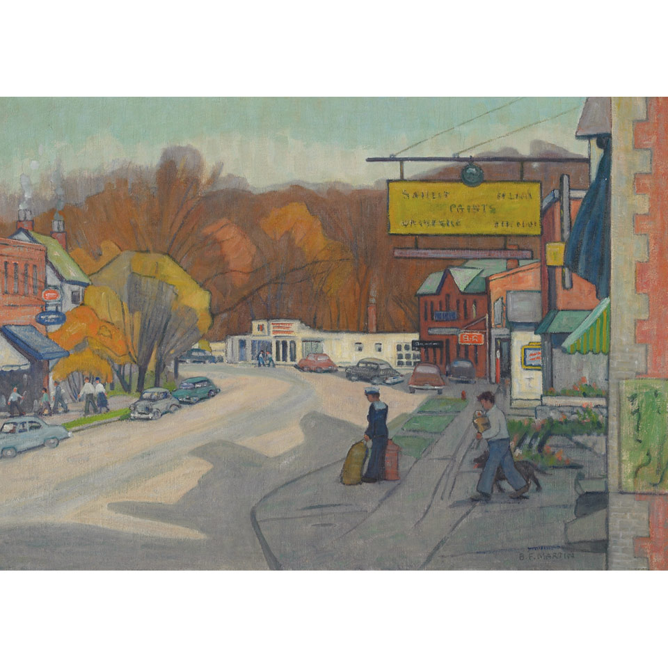 Appraisal: BERNICE FENWICK MARTIN STREET SCENE WOODBRIDGE ONT oil on canvas