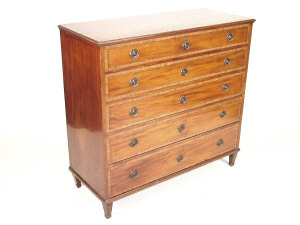 Appraisal: A mahogany chest th century the cross and feather banded