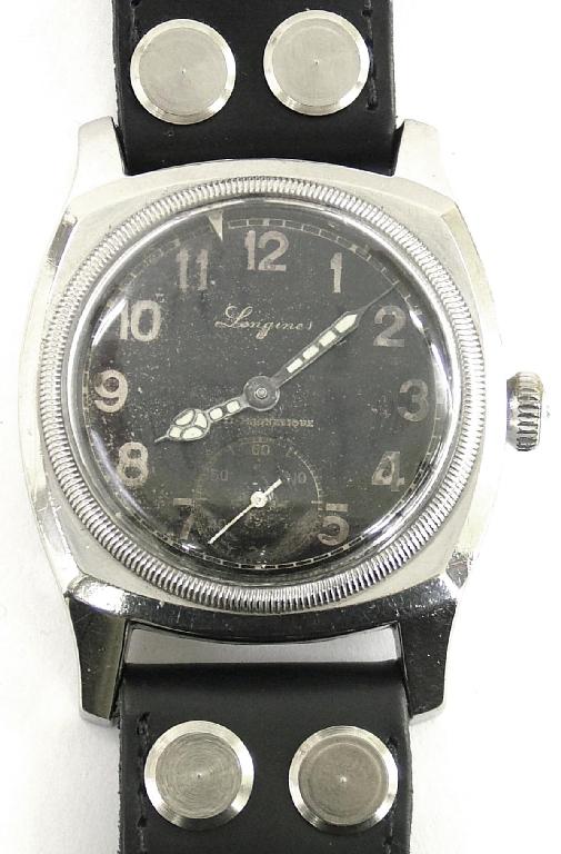 Appraisal: Large Longines Military issue stainless steel gentleman's wristwatch the black