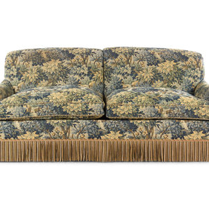 Appraisal: A Custom Two-Seat Sofa with Verdure Upholstery and Bullion Fringe